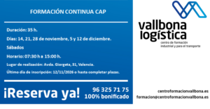 Curso de Formación Continua CAP en Giorgeta, sábados de noviembre y diciembre de 2026